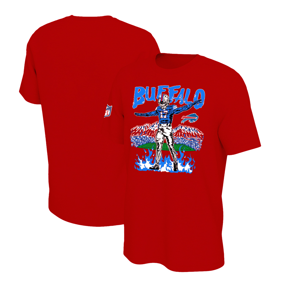 Men 2024 NFL Buffalo Bills T shirts red->cincinnati reds->MLB Jersey